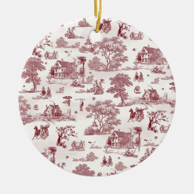 Toile De Jouy - Vintage Afternoon Ceramic Ornament (Front)