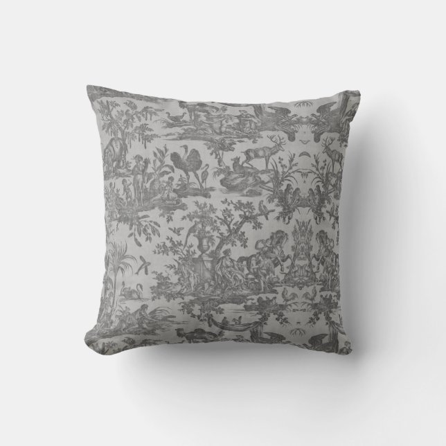 Toile de jouy Vintage Illustration Cushion (Front)