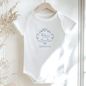 Toile de Jouy vintage Rocking horse baby shower Bodysuit