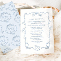Toile de Jouy vintage toy frame Baby shower Invitation