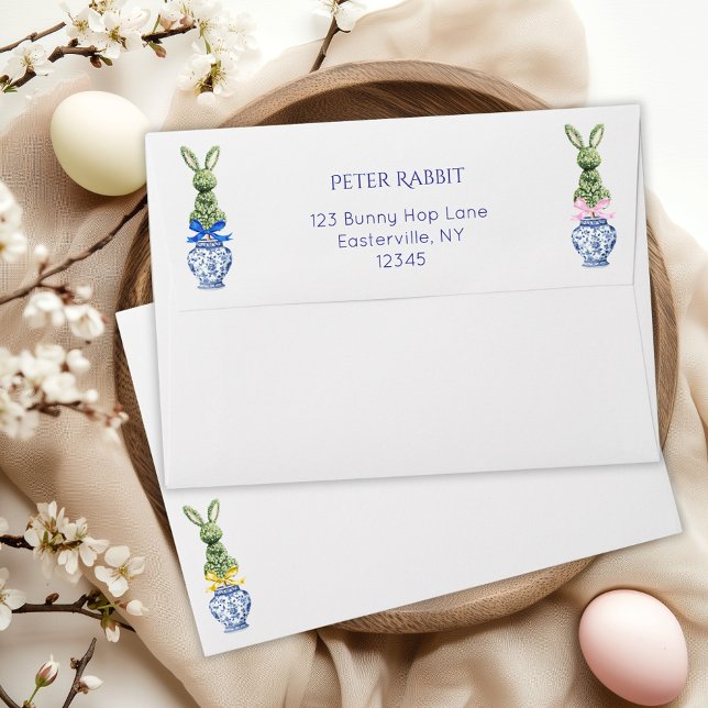 Toile De Jouy Watercolor Bunny Envelope (Creator Uploaded)