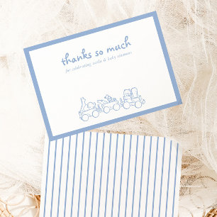 Toile De Jouy Whimsical Blue Baby Shower Thank You Card