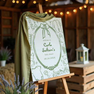 Toile De Jouy Whimsical Green Baby Shower Foam Board