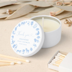 Toile De Jouy White And Blue Safari Baby Shower Mini Candle Favors