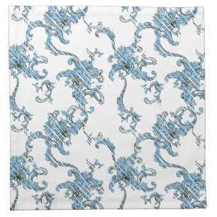 Toile de Joy. Floral. Blue. Cloth Napkin