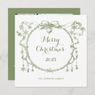 Toile De Juoy Sage Green Vintage Christmas Photo Holiday Card