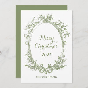Toile De Juoy Sage Green Vintage Christmas Photo Holiday Card