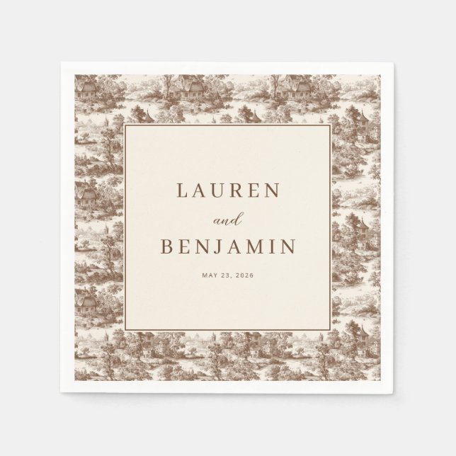 Toile de Romance Wedding Napkins (Front)
