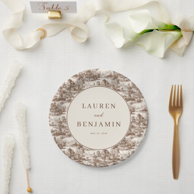 Toile de Romance Wedding Paper Plates (Wedding)