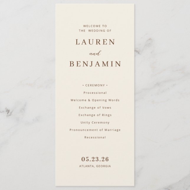 Toile de Romance Wedding Program (Front)