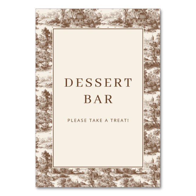 Toile de Romance Wedding Table Number (Front)