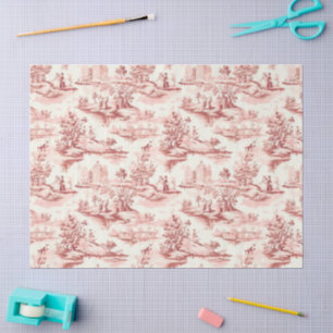 Toile du Jouy Red Faux French  Tissue Paper
