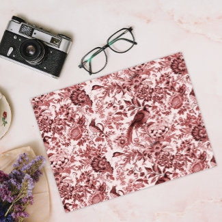 Toile du Jouy Red Garden Elegance