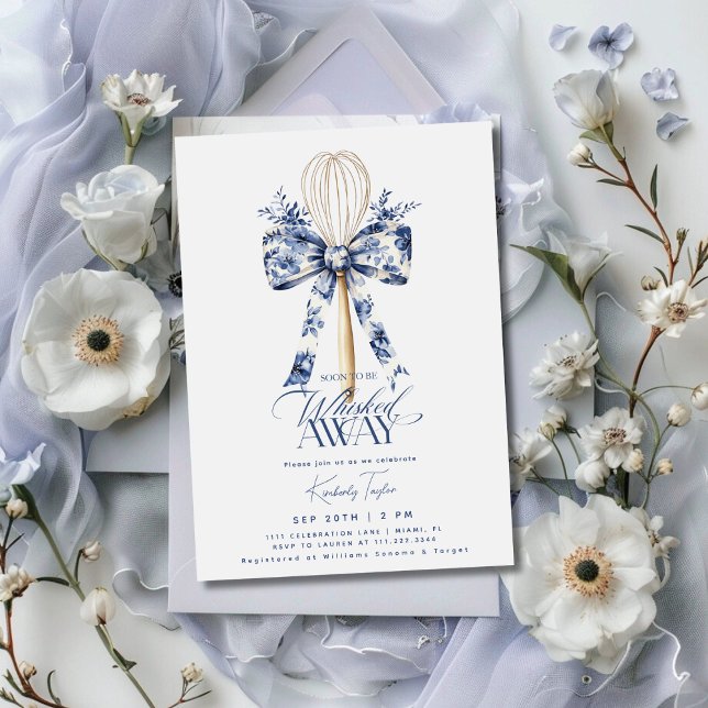Toile Dusty Blue Whisked Away Bridal Shower Invitation (Creator Uploaded)