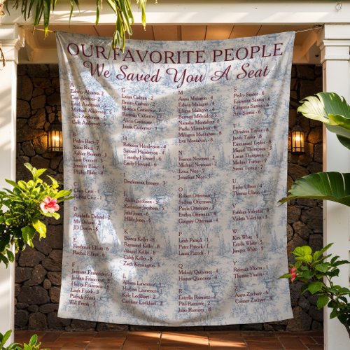 Toile Fabric Alphabetical Wedding Seating Chart Tapestry