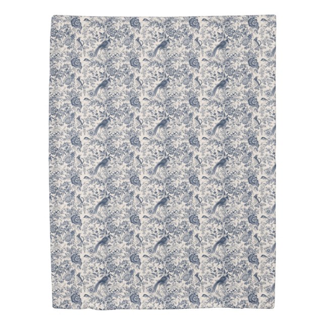 Toile Fleurie Blue White Bird Pattern Duvet Cover (Front)