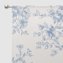 Toile Floral Bouquet Blue Cream Vintage Botanical