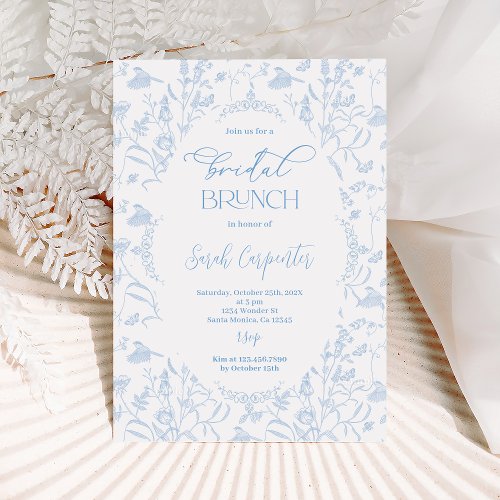 Toile Floral Bridal Shower Brunch Invitation