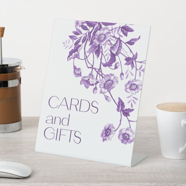 Toile Floral Bridal Shower Cards and Gifts Pedestal Sign (In SItu)