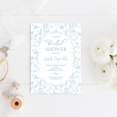 Toile Floral Bridal Shower Invitation