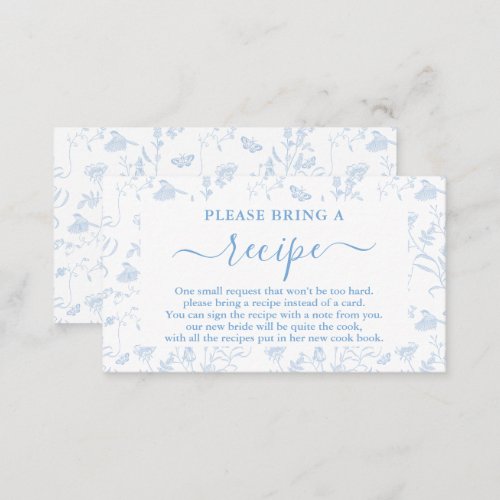 Toile Floral Bridal Shower Recipe Card Request
