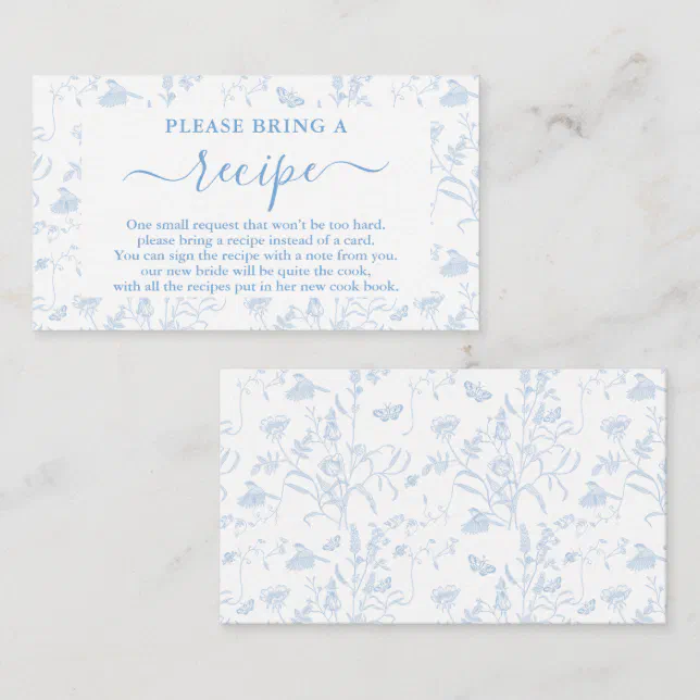 Toile Floral Bridal Shower Recipe Card Request | Zazzle