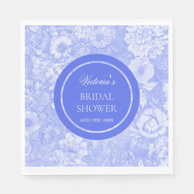 Toile Floral Elegant Bridal Shower  Napkins (Front)
