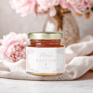 Toile floral girl baptism  Honey Jar Favors