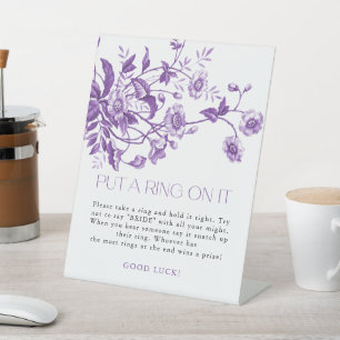 Toile Floral Put A Ring On It Bridal Shower Games Pedestal Sign