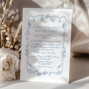 Toile Floral Something Blue before I do vintage Invitation