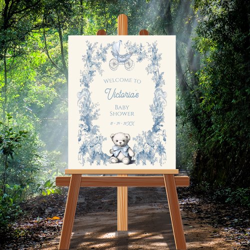 Toile Floral Teddy Bear Baby Shower Welcome Sign