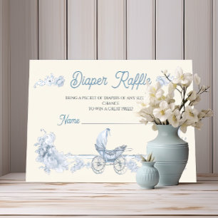 Toile Floral Teddy Bear Diaper Raffle Invitation