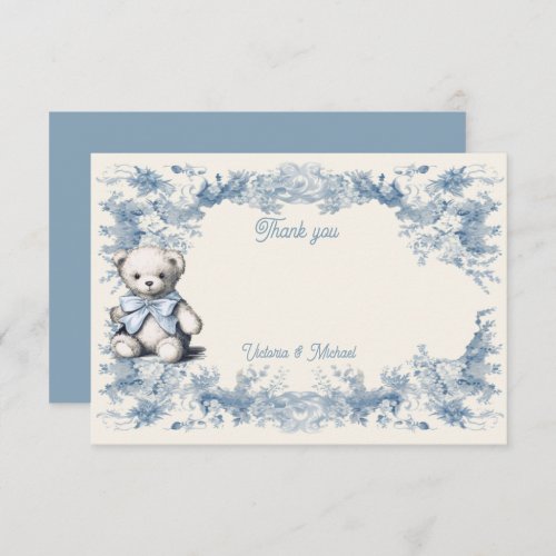 Toile Floral Teddy Bear  Thank You Card