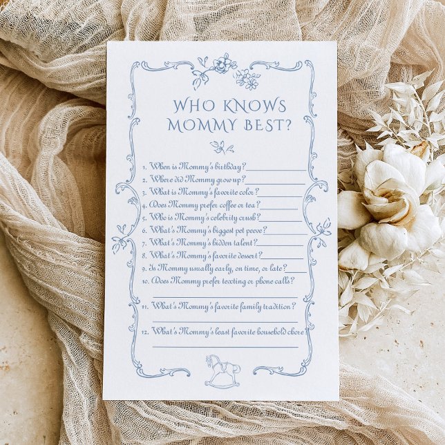 Toile floral Who Knows mommy best baby shower game (Creator Uploaded)