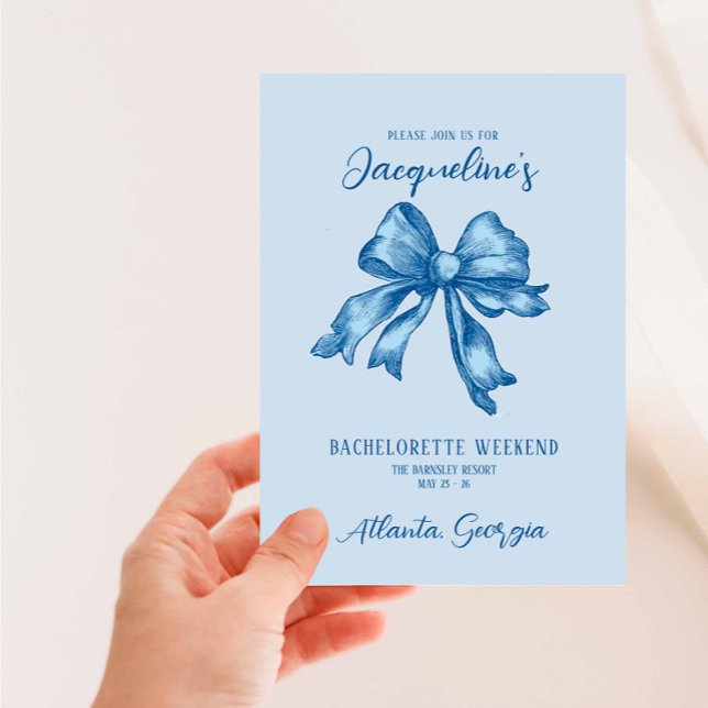 Toile French Blue Coquette Bachelorette Invitation (Creator Uploaded)