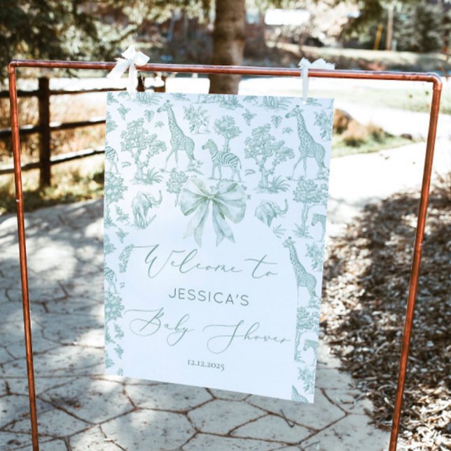 Toile Green Safari animals Baby shower Welcome Foam Board (Creator Uploaded)