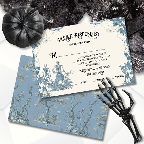 Toile Halloween Gothic skeleton RSVP response Invitation