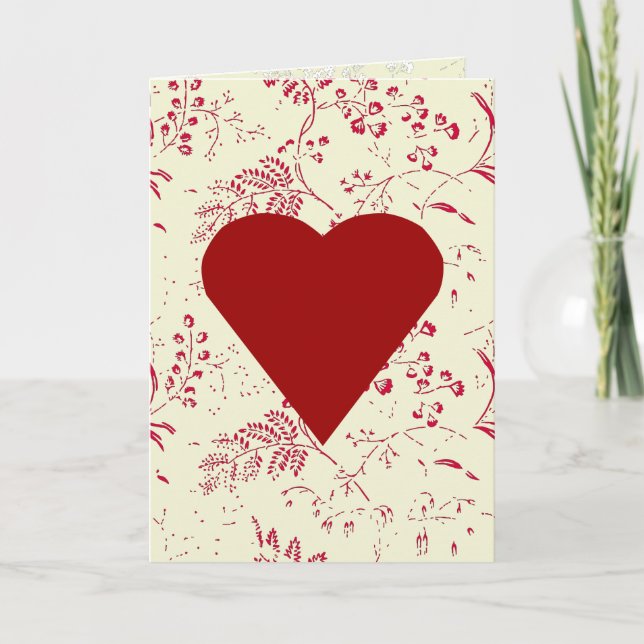 Toile Heart Valentine Holiday Card (Front)