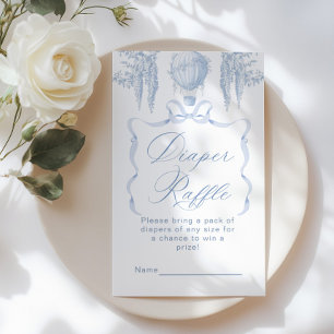 Toile hot air balloon bow Diaper raffle ticket Enclosure Card
