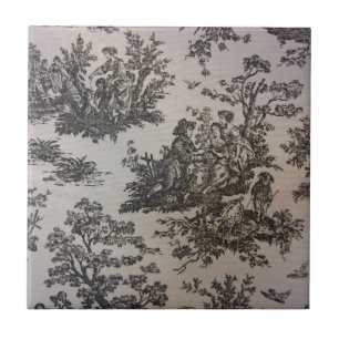 Toile in Black & White Ceramic Tile