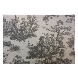 Toile in Black & White Cloth Placemat