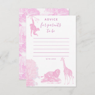 Toile Jungle Animal Safari baby Shower Advice Card