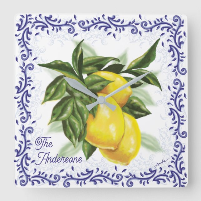 Toile Lemons Clock (Front)