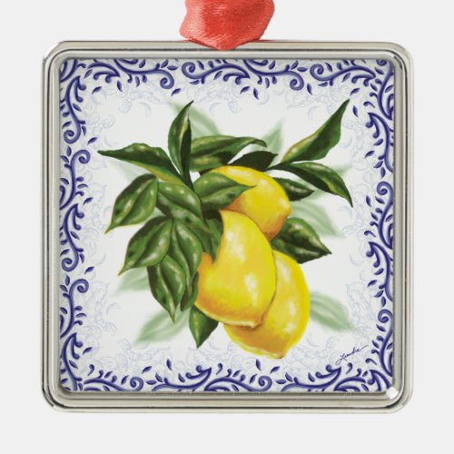 Toile Lemons Ornament