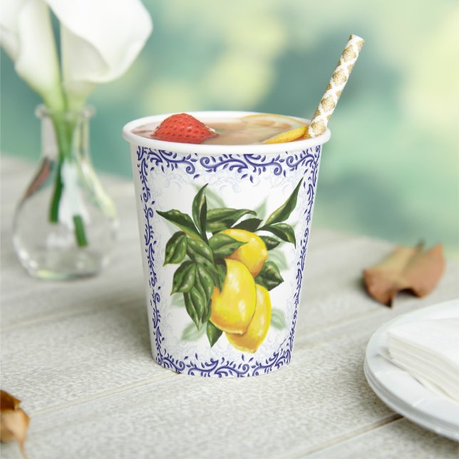 Toile Lemons  Paper Cups (Insitu)