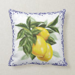 Toile Lemons Throw Pillow<br><div class="desc">This luscious lemons pillow is surrounded by a border of lovely toile! Add a lovely touch of country French flair to a kitchen or patio chair/sofa.</div>