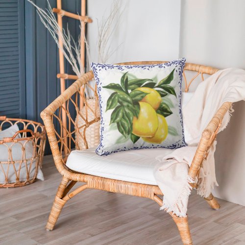 Toile Lemons Throw Pillow