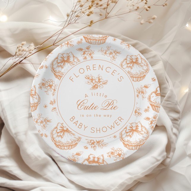Toile Little Cutie Pie baby shower Paper Plates (Creator Uploaded)