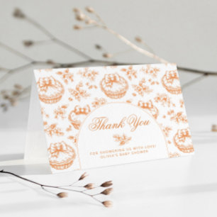 Toile Little Cutie Pie baby shower thank you Card