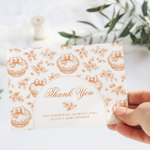 Toile Little Cutie Pie baby shower thank you Card